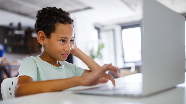 Student with computer