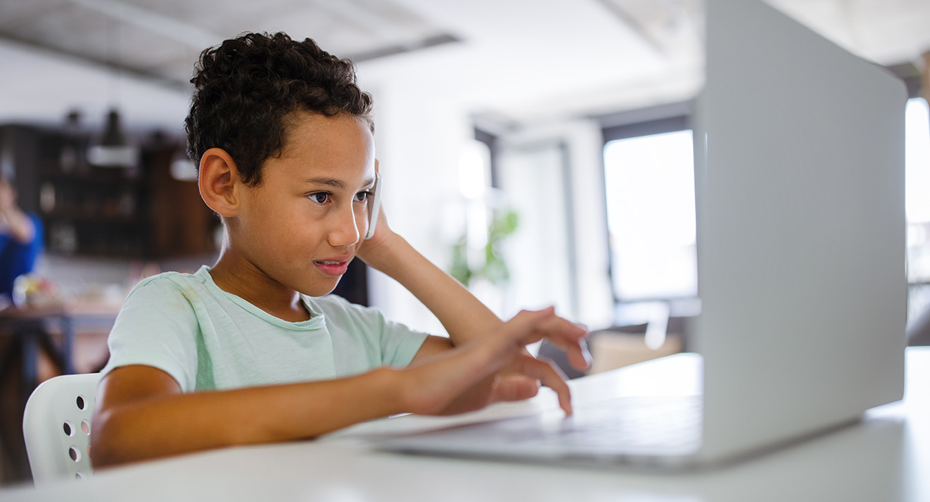 Student with computer