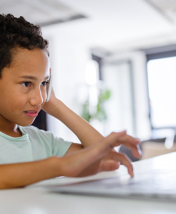 Student with computer