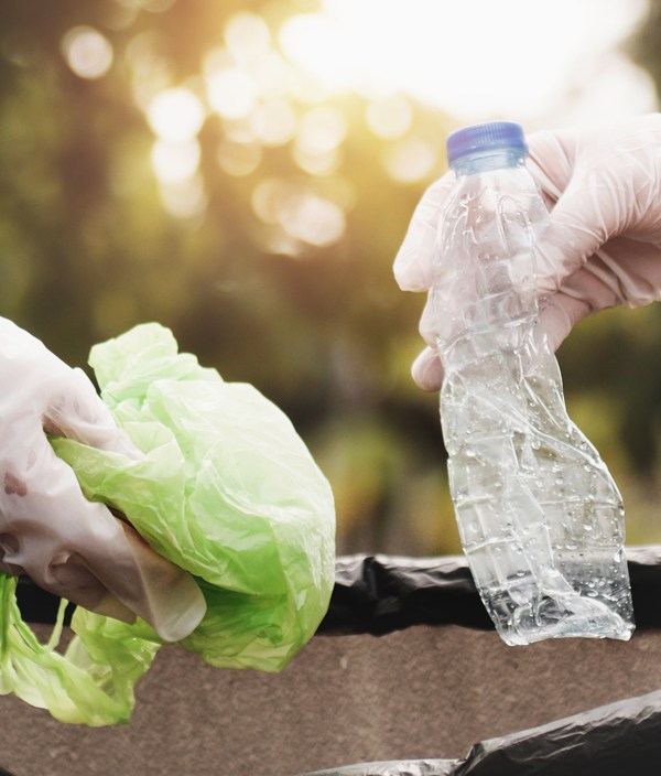 picking up trash and litter