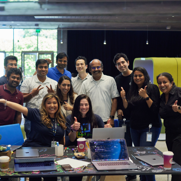 Around 10 Intuit technologists gather for a group photo